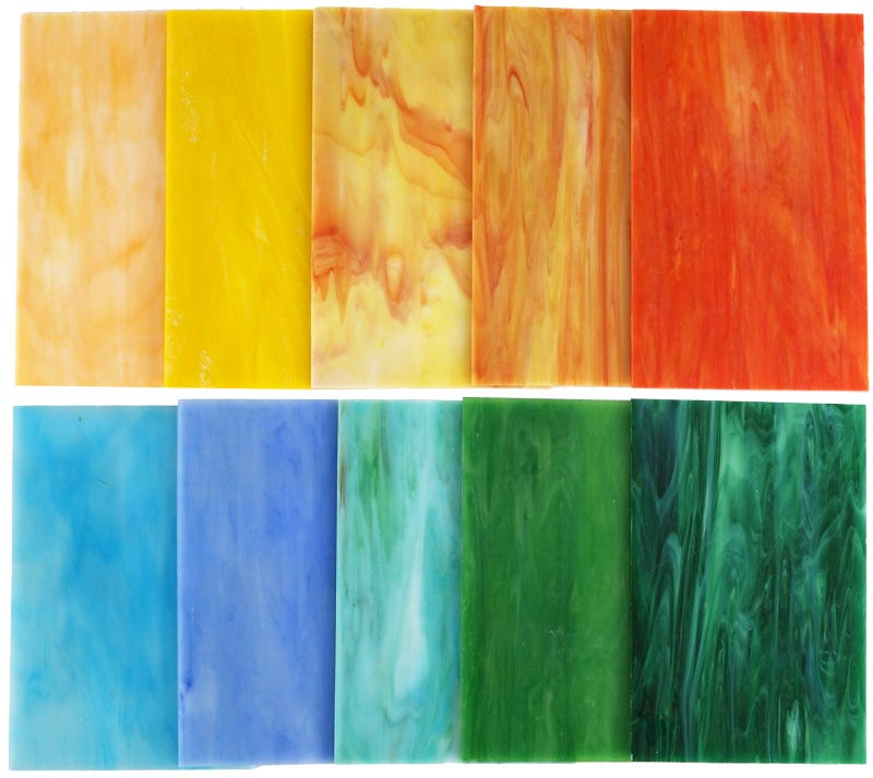 Lanyani (10 Sheets) Variety Stained Glass Sheets Pack, 4 x 6 inch Large Cathedral Glass Mosaic Tiles for Crafts, Mixed Opaque - Image 2